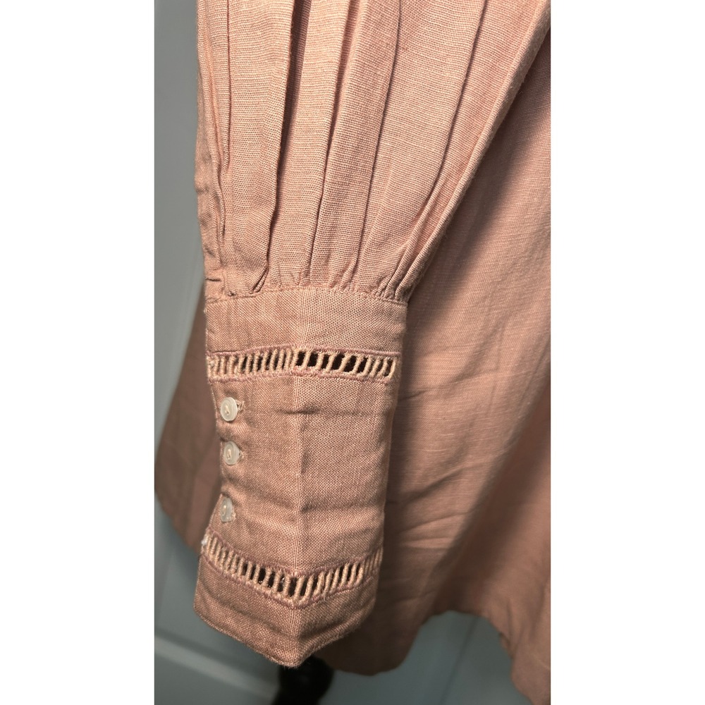 Free People Romi Mini Shirt Dress Small Pink Cashmere Ruffle Lace Boho Tunic NWT - Picture 4 of 8